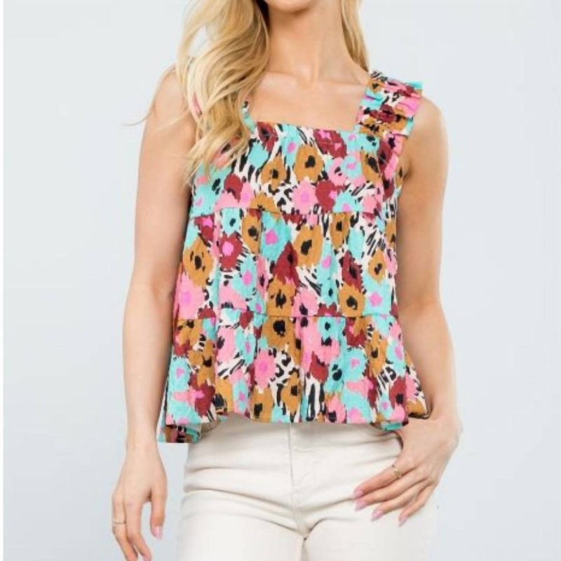 Shop Thml Multicolor Flower Print Top In Blue