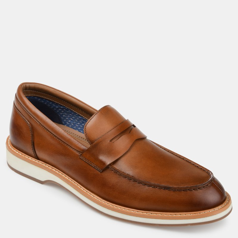Thomas & Vine Men's Watkins Wide Width Embossed Penny Loafer Shoe In Brown