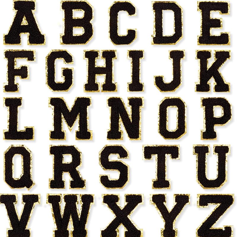 Threaded Pear Black Self Adhesive Chenille Letters Patches