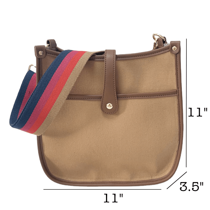 Threaded Pear Canvas Courier Crossbody Bag In Brown