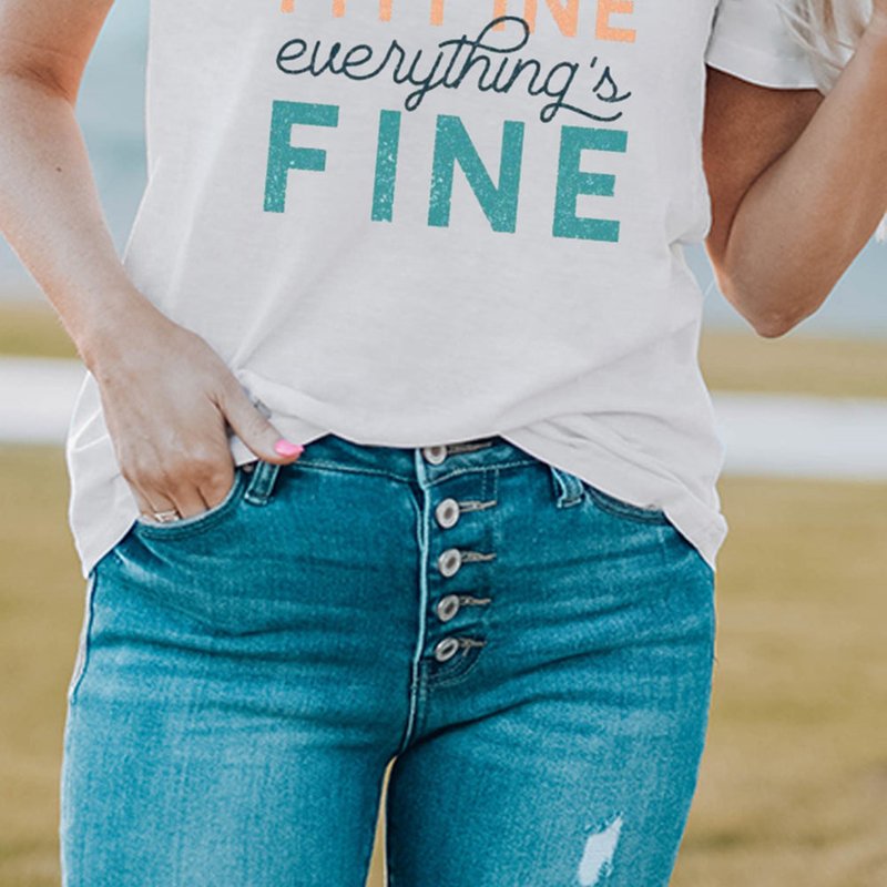 Shop Threaded Pear Everything Is Fine Graphic Distressed T Shirt In White