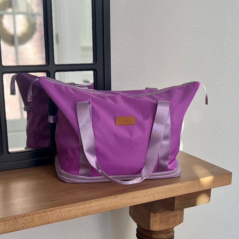 Threaded Pear Expandable Tote In Purple
