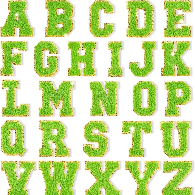 Threaded Pear Green Self Adhesive Chenille Letters Patches