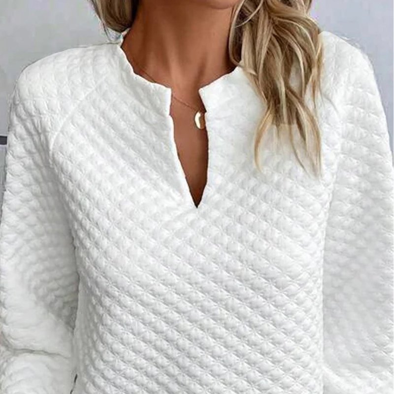 Threaded Pear Mylah Quilted Long Sleeve Top In White