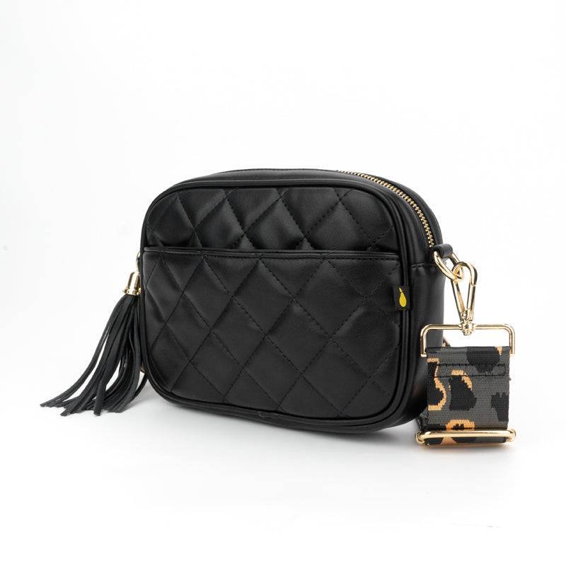 Threaded Pear Quilted Courtney Crossbody In Black