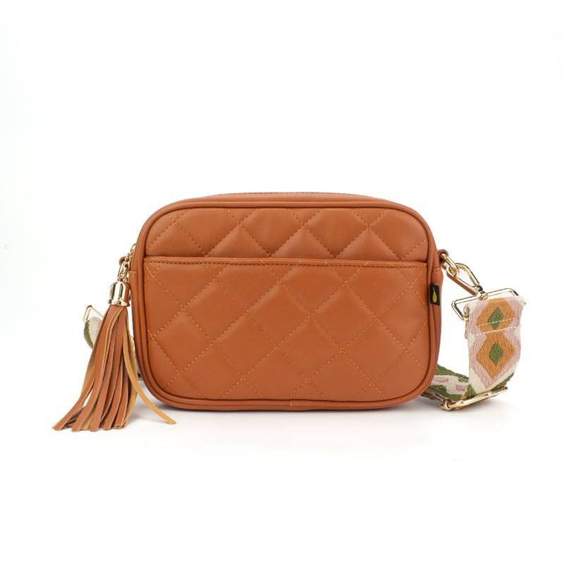 Threaded Pear Quilted Courtney Crossbody In Brown