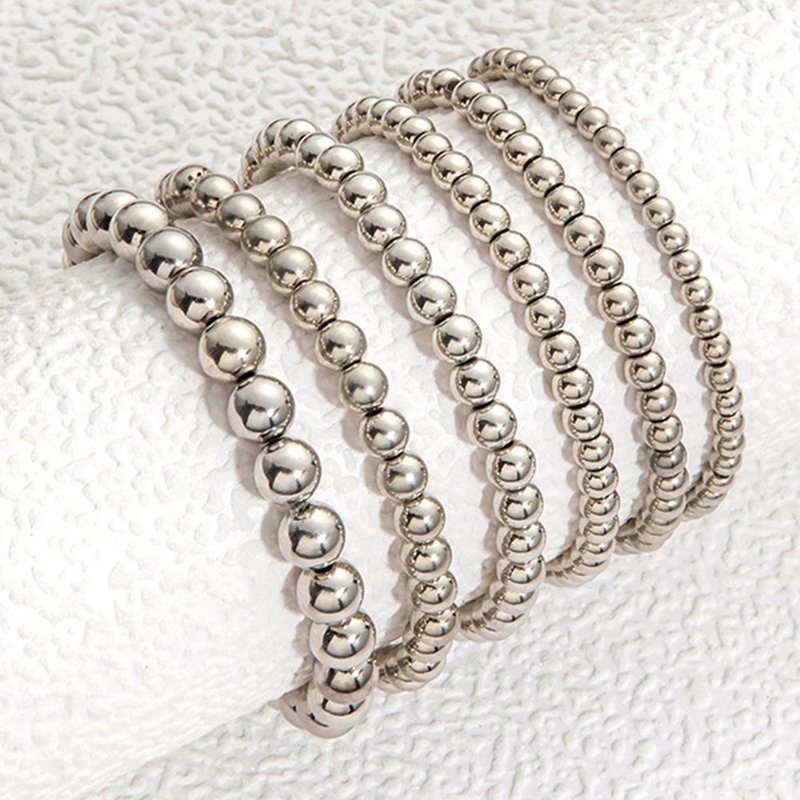 Shop Threaded Pear Silver Multi Layered Beaded Bracelet In Grey