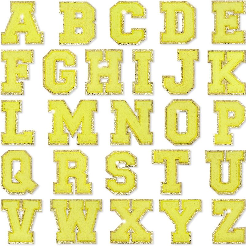 Threaded Pear Yellow Self Adhesive Chenille Letters Patches