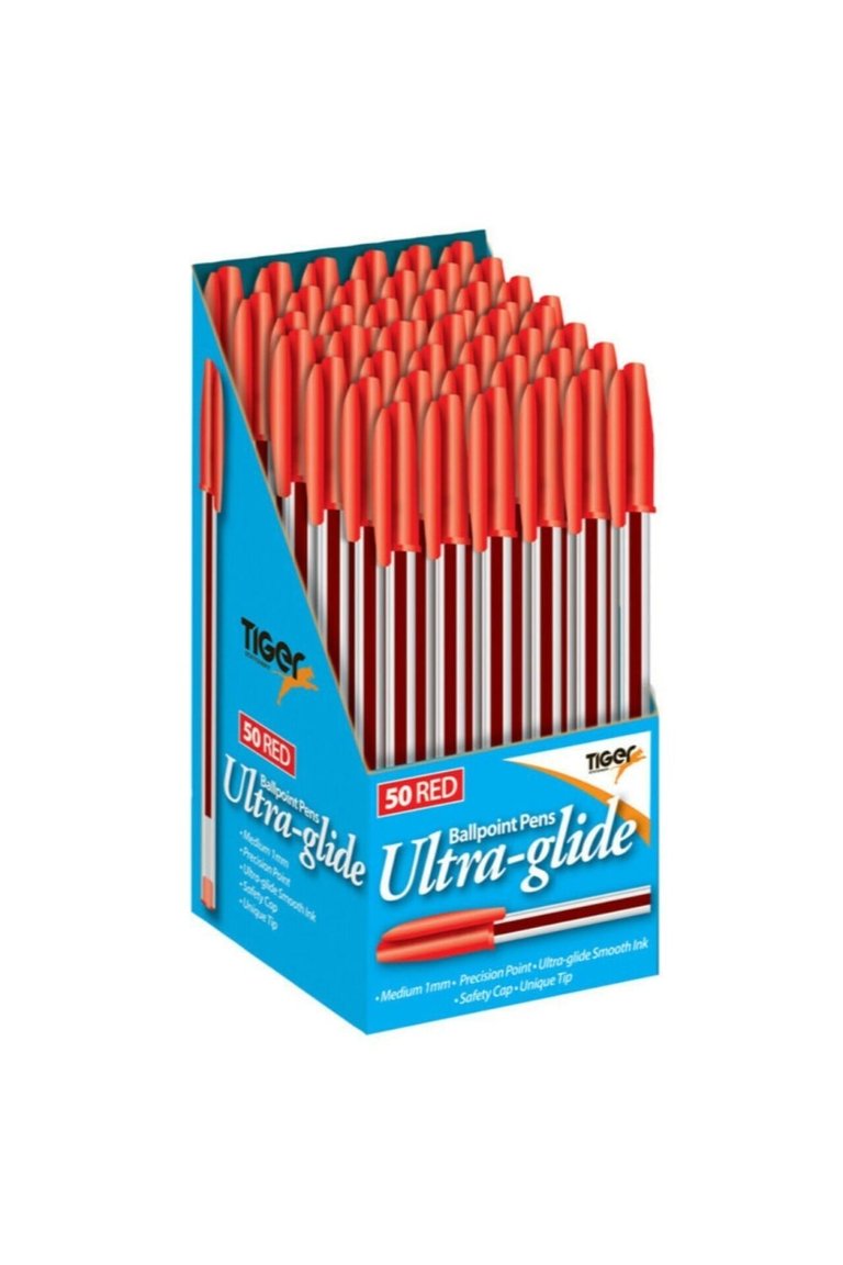 Tiger Ballpoint Pen (Pack of 50) (Orange) (One Size) - Orange