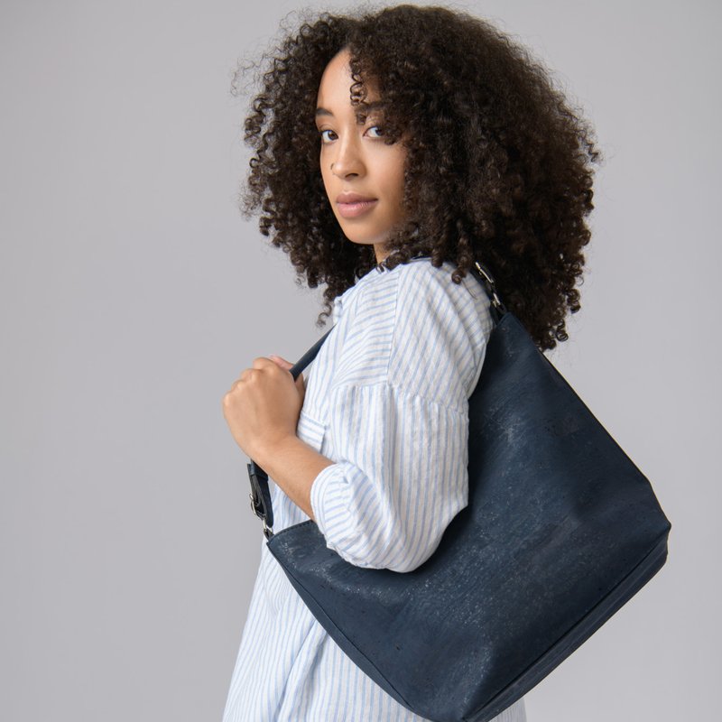 Shop Tiradia Cork Boho Shoulder Bag In Blue