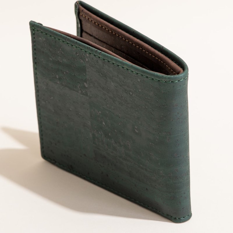 Tiradia Cork Gentleman's Wallet With Coin Pocket In Green