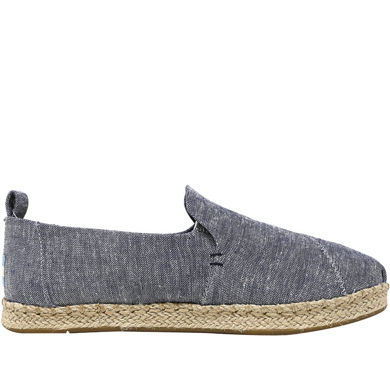 Shop Toms Women's Deconstructed Alpargata Rope Chambray Navy Ankle-high Fabric Slip-on Shoes In Blue
