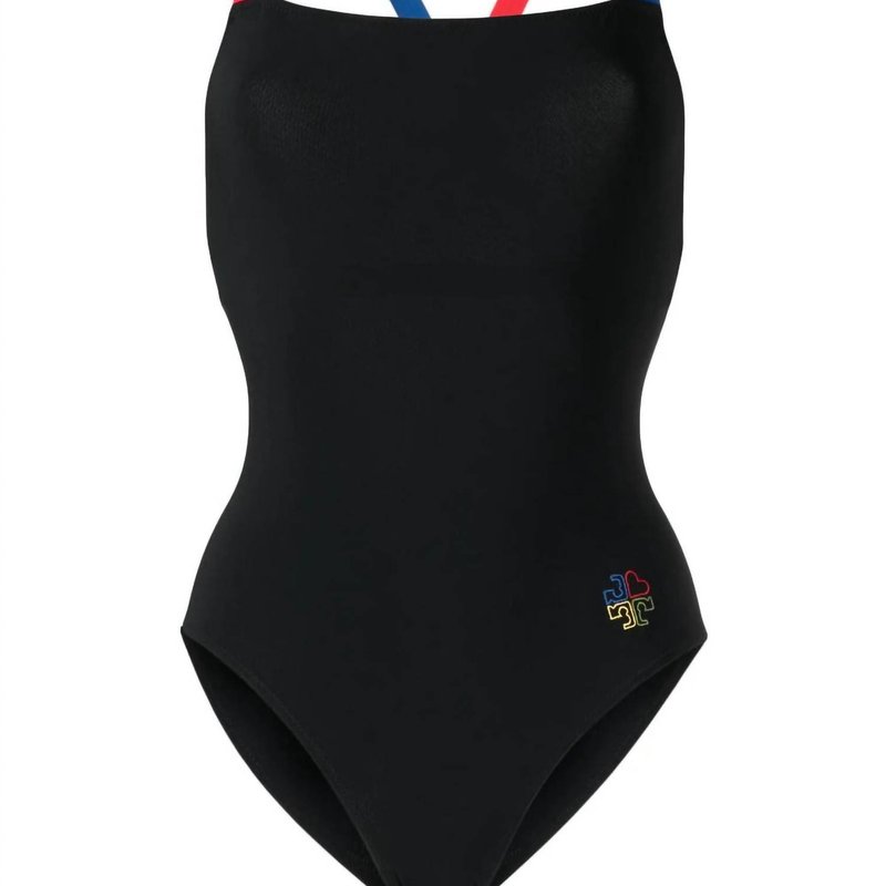 Tory Burch Colorblocked One-piece Tank Swimsuit In Black