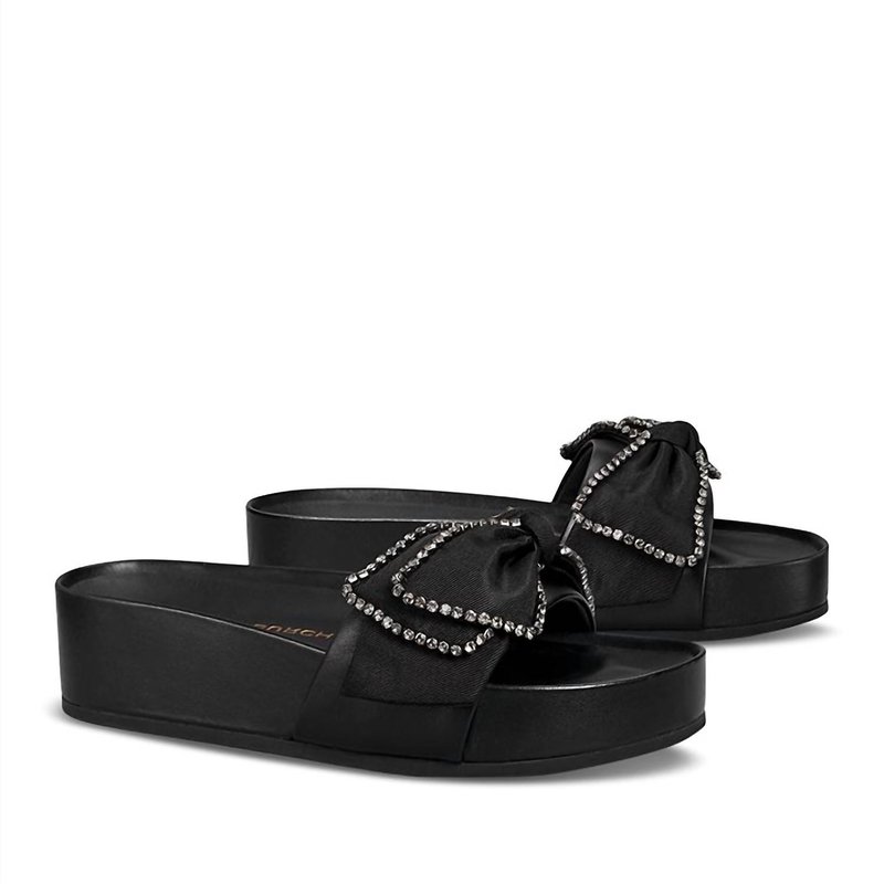 Shop Tory Burch Crystal Bow Slide In Perfect Black