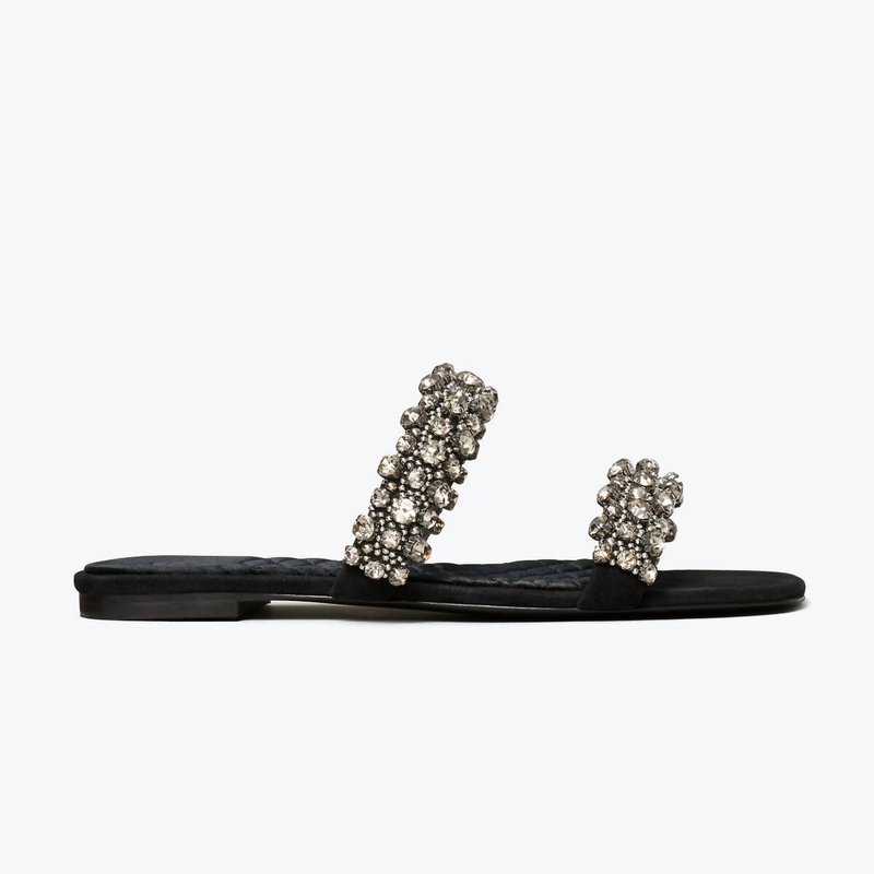 Shop Tory Burch Crystal Slide 5mm Sandal In Black