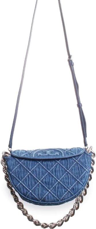 Shop Tory Burch Fleming Soft Mini Crescent Bag In Blue