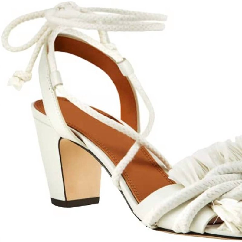 Tory Burch Rope Ankle Strap Tassel Heeled Leather Sandal In Ivory In White