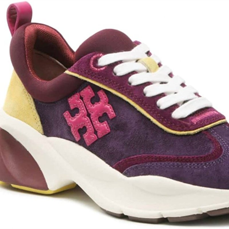Shop Tory Burch Women's Good Luck Trainer Lace Up Sneakers In Purple