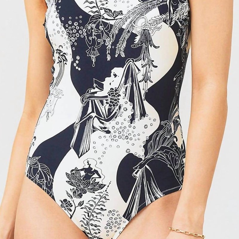 Shop Tory Burch Women's Printed Tank One Piece Swimsuit In White