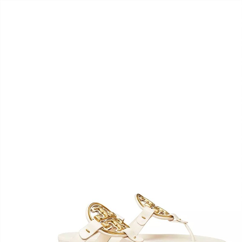 Shop Tory Burch Women's Soft Leather Metal Miller Sandals In White