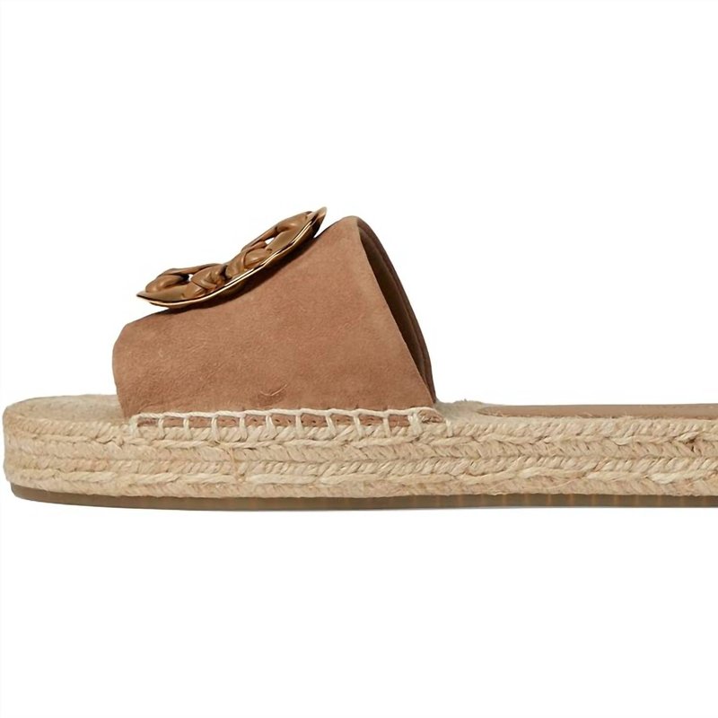 Shop Tory Burch Woven Double T Espadrille Slide In Brown