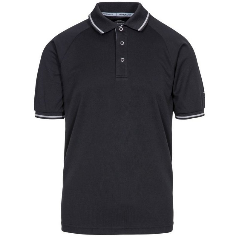 Trespass Mens Bonington Short Sleeve Active Polo Shirt In Black