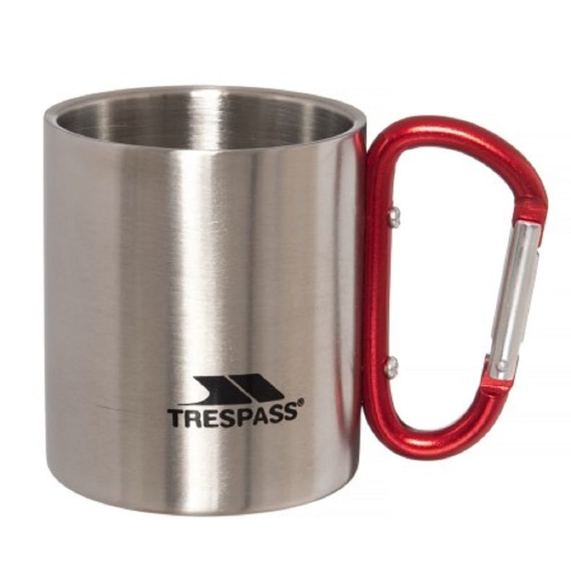 Trespass Bruski Carabiner Clip Travel Cup/mug (silver) (one Size) In Grey