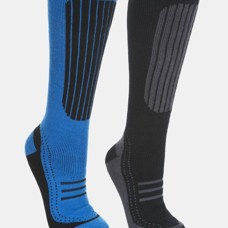 Trespass Mens Langdon Ii Ski Socks (2 Pairs) (black/bright Blue)