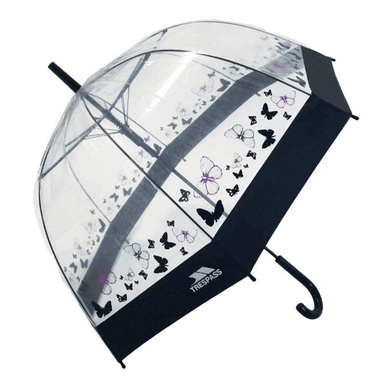 Trespass Papillon Clear Umbrella (butterfly Print) (one Size) In Black