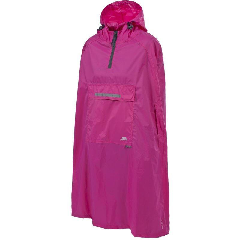 Trespass Qikpac Unisex Hooded Waterproof Packaway Poncho (sasparilla) In Pink