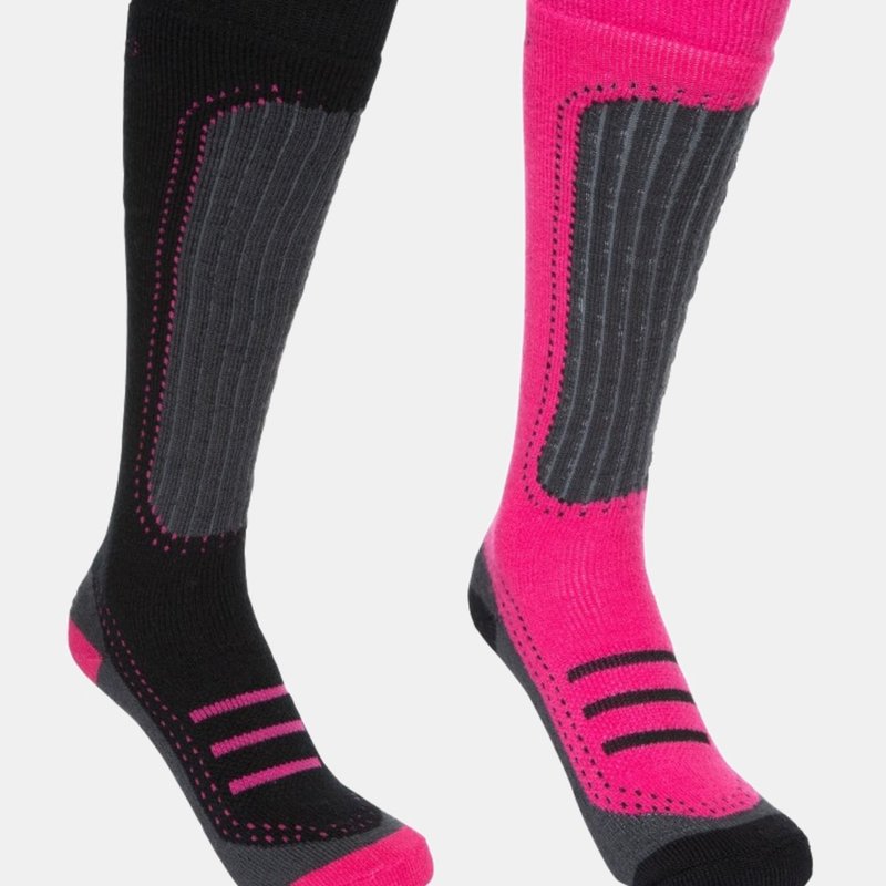 Trespass Womens/ladies Janus Ii Ski Socks (pack Of 2) In Black