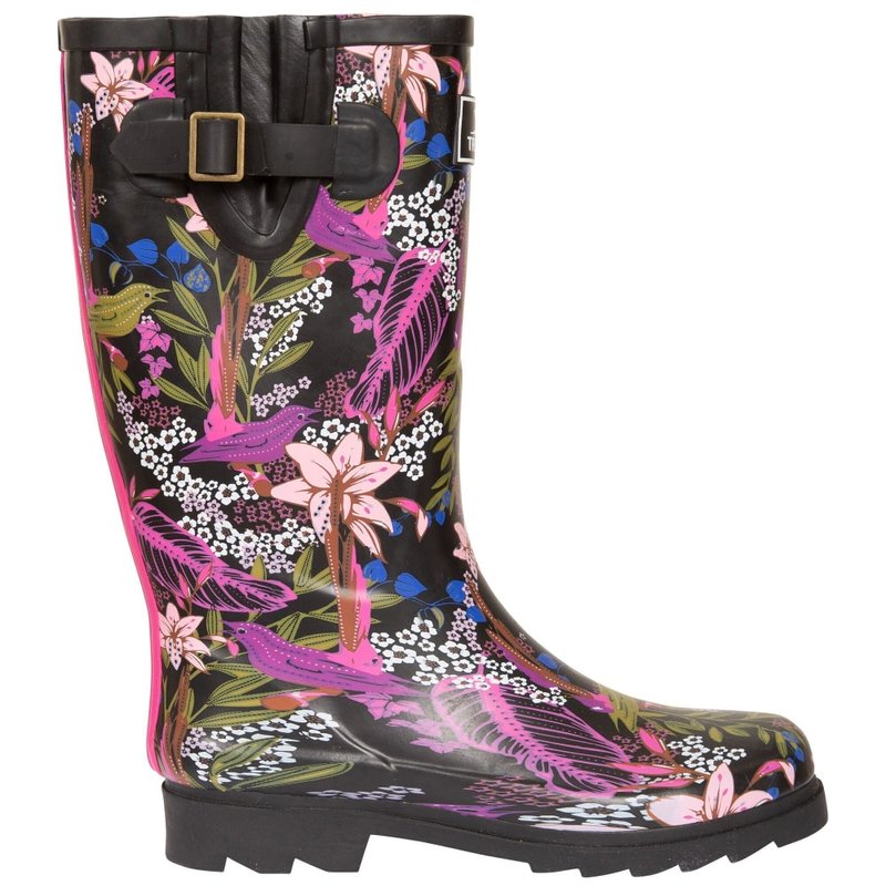 Shop Trespass Womens/ladies Elena Floral Galoshes Boot In Black
