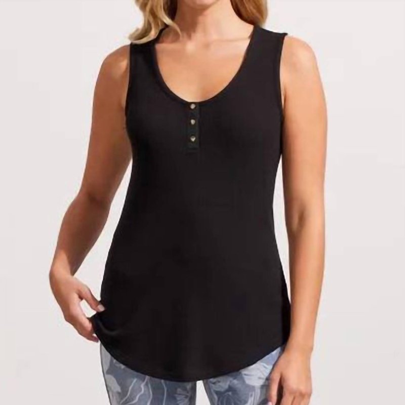 Shop Tribal Cami Tank With Buttons In Black
