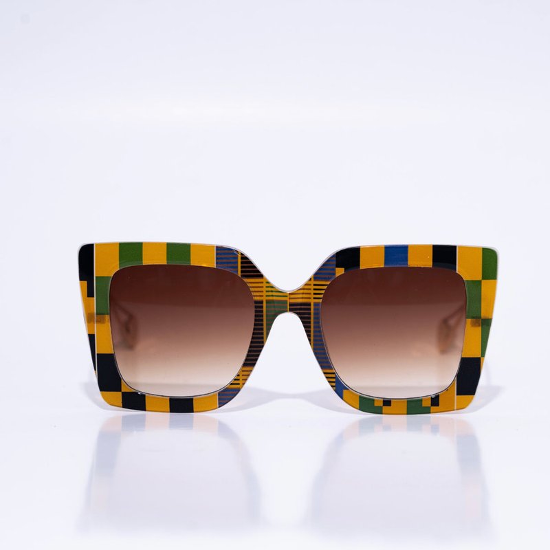 Tribal Eyes Amë Oversized Multicolor Women's Cat Eye Sunglasses In Yellow