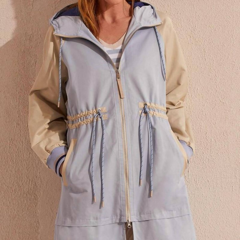 Tribal Lined Hooded Coat In Blue