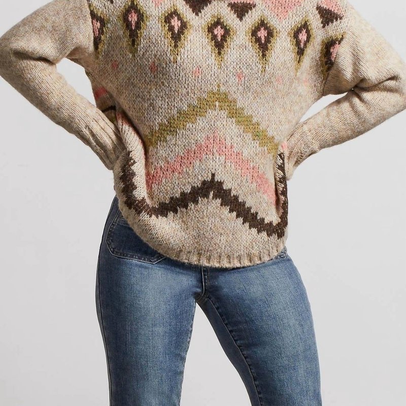 Shop Tribal Women's High Neck Sweater In Oatmeal In Brown