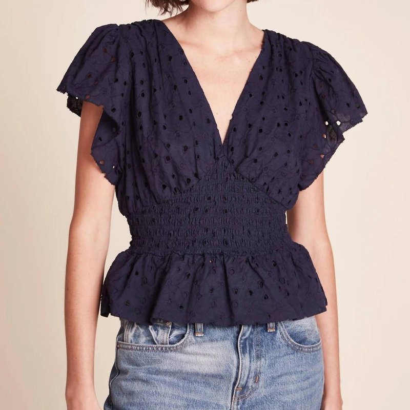 Shop Trovata Paloma Blouse In Inkwell Eyelet In Blue