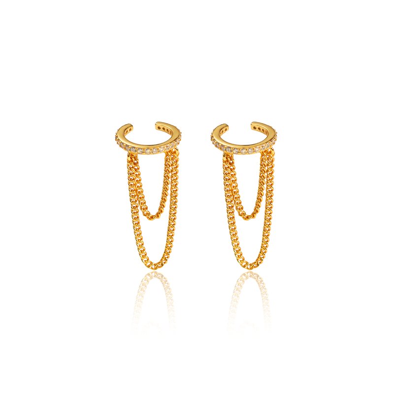 Tseatjewelry Peace Cuff Earrings In Gold