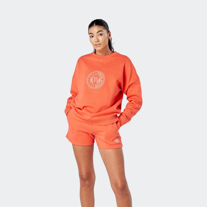 Twill Active Essentials Oversized Crewneck Sweatshirt In Orange