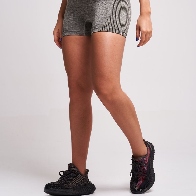 Twill Active Fortel Recycled Ruched Booty Shorts In Grey