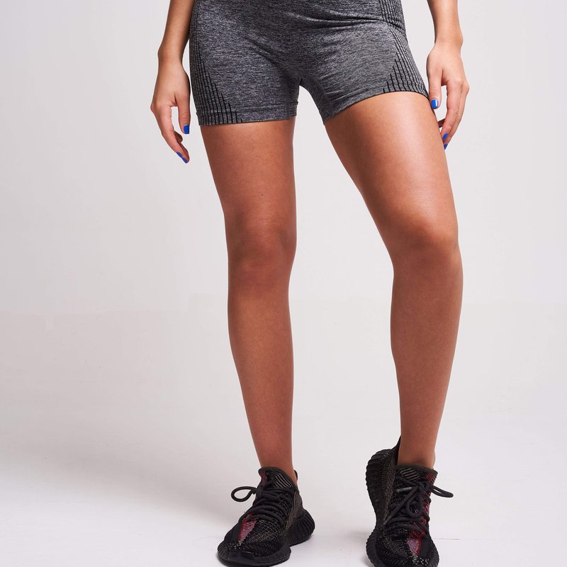 Shop Twill Active Prunella Recycled Ruched Bum Shorts In Grey