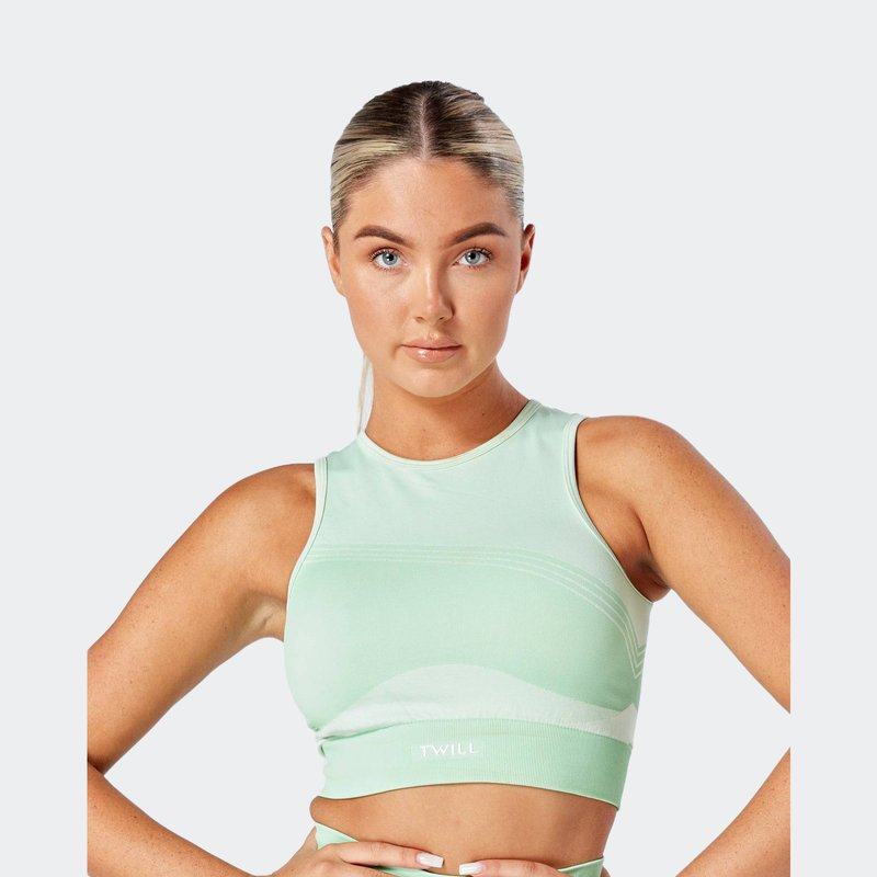 Shop Twill Active Recycled Colour Block Racer Top In Green