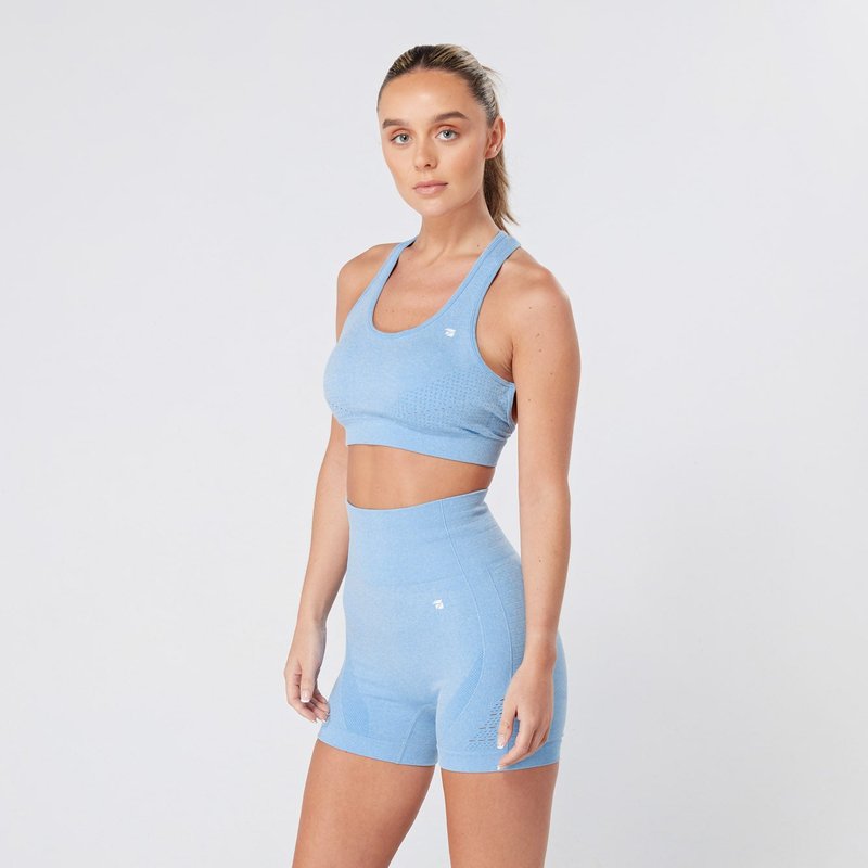 Twill Active Seamless Marl Laser Cut Shorts In Blue