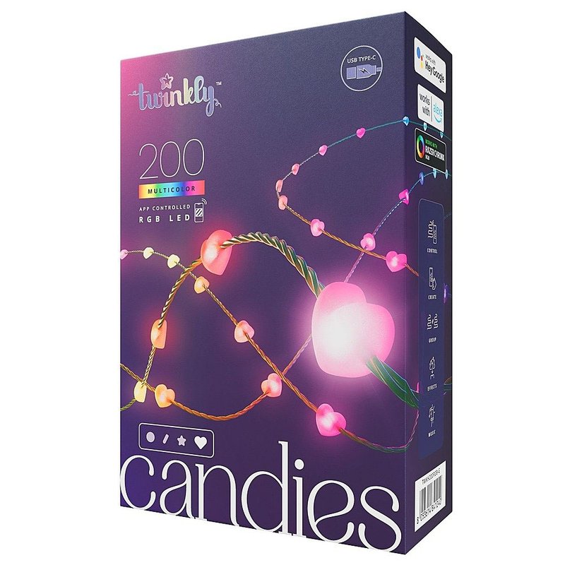 Twinkly Candies Pearl Shaped 200 Rgb Led Smart Light String In Purple