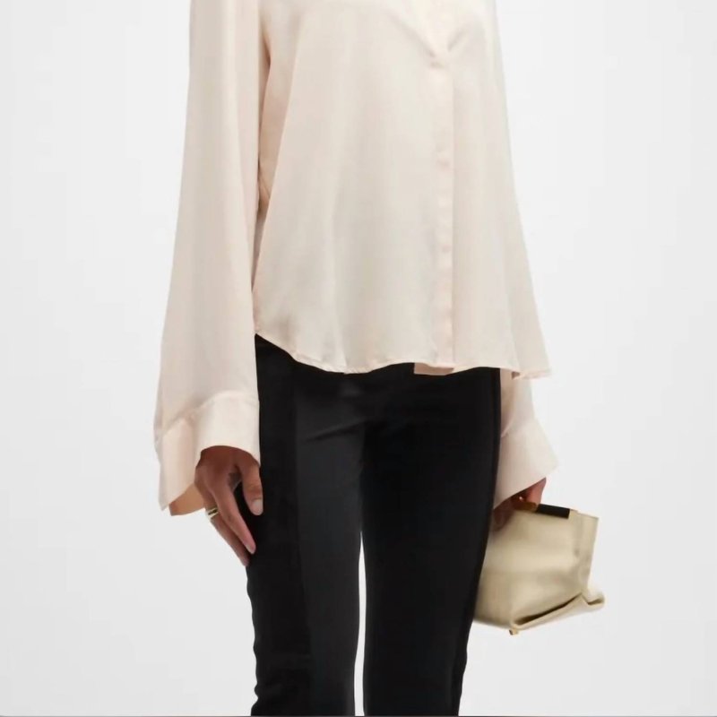 Shop Twp Last Friday Night Silk Button Front Blouse In Blush In Pink