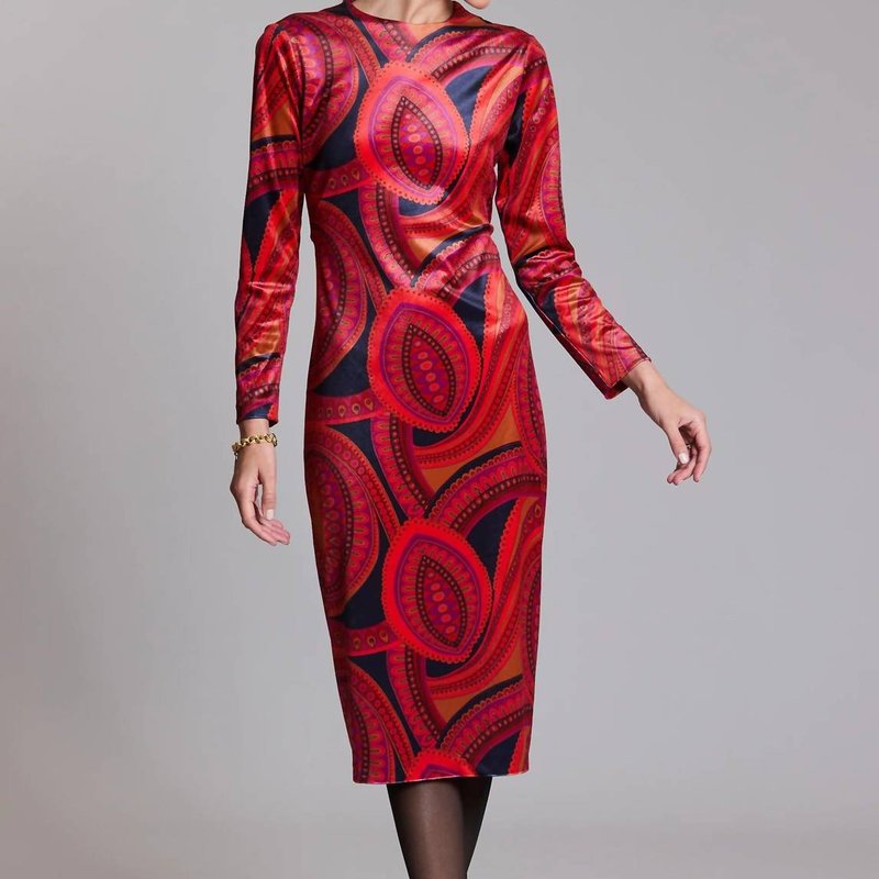 Shop Tyler Boe Dana Midi Velvet Paisley Dress In Multi In Red
