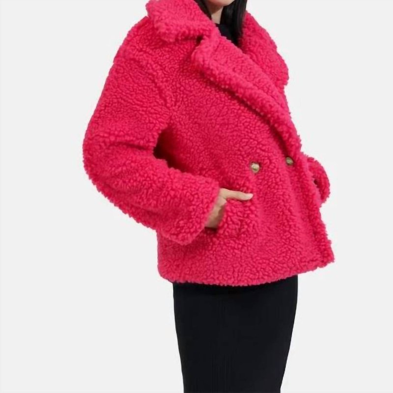 Shop Ugg Gertrude Short Teddy Coat In Pink