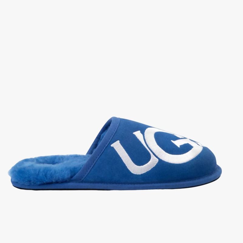Shop Ugg Mens Scuff Logo Slipper In Blue