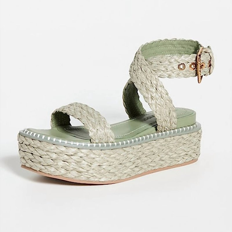 Shop Ulla Johnson Gemma Flatform Sandal In Green