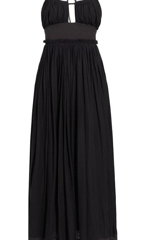 Shop Ulla Johnson Women Freya Cut Out Cotton Jersey Midi Dress In Black